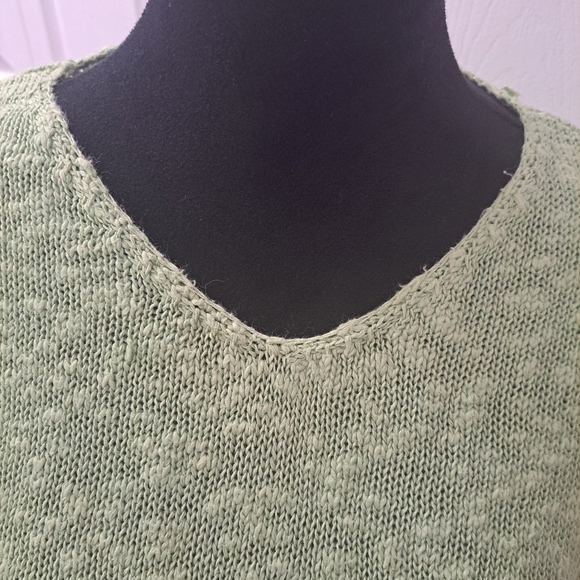Sarah Arizona Linen Blend Lime Green Sweater Size M - Picture 2 of 9